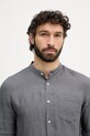 United Colors of Benetton πουκάμισο ανδρικό λινό γκρί 5BKU5QL08