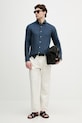 United Colors of Benetton košeľa pánska ľanová 5BKUUQ04Q tmavomodrá SS26