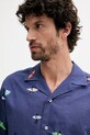 United Colors of Benetton cămașă de in bleumarin 5HPWUQ05B