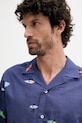 Льняная рубашка United Colors of Benetton тёмно-синий 5HPWUQ05B