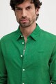 Lněná košile Pepe Jeans ARNAU zelená PM308844