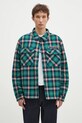 Billionaire Boys Club geacă cu aspect de cămașă Padded Check Overshirt cu captuseala verde B24430