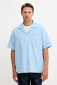 Памучна риза adidas Originals Essentials Seersucker Short Sleeve Shirt син JD2457