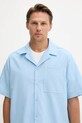 Памучна риза adidas Originals Essentials Seersucker Short Sleeve Shirt JD2457 син