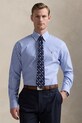 Хлопковая рубашка Polo Ralph Lauren длинный голубой 712968981