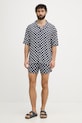 HUGO plážová košile pánská BEACH SHIRT RELAXED 50540065 námořnická modř SS26