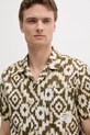 Бавовняна сорочка Homelane Printed S/S Relaxed Fit Shirt зелений MSH5599