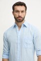BOSS Orange koszula lniana niebieski 50537381
