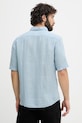 Oblečenie BOSS Orange košeľa pánska ľanová 50537382 modrá