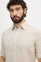 BOSS Orange košeľa pánska ľanová béžová 50537382