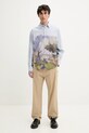 Desigual camasa din bumbac ARTWORK 25SMCW05 albastru SS25