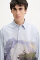 Desigual camasa din bumbac ARTWORK albastru 25SMCW05