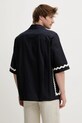 Odzież Fiorucci koszula bawełniana Wave Trim Logo Embroidered Bowling Shirt M02SMTSS295CO01BL05 granatowy