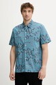 Хлопковая рубашка PS Paul Smith узор бирюзовый M2R.695U.P22315