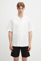 Drôle de Monsieur cămașă din bumbac La Chemise Brodee Tapisserie scurt alb G.SH213.CO196.WT