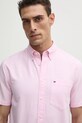 Tommy Hilfiger camasa din bumbac roz MW0MW36272
