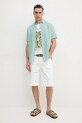 Tommy Hilfiger cămașă din amestec de in MW0MW39155 verde SS25