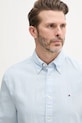 Сорочка з домішкою льону Tommy Hilfiger блакитний MW0MW40702