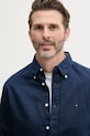 Košeľa s prímesou ľanu Tommy Hilfiger tmavomodrá MW0MW40702