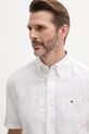 Tommy Hilfiger cămașă din amestec de in alb MW0MW40703