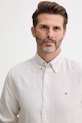 Tommy Hilfiger koszula z domieszką lnu beżowy MW0MW40704