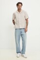 Πουκάμισο με μείγμα από λινό Abercrombie & Fitch KI125.5175.400 μπεζ SS25