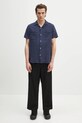 Barbour cotton shirt Barbour Benson Textured Relaxed Fit S/S Shirt MSH5613 navy