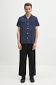Barbour cotton shirt Barbour Benson Textured Relaxed Fit S/S Shirt MSH5613 navy