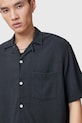 Πουκάμισο με μείγμα από λινό AllSaints CUDI M052SC σκούρο μπλε SS25