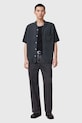 Πουκάμισο με μείγμα από λινό AllSaints CUDI M052SC σκούρο μπλε
