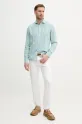 Hackett London camicia di lino HM3010266 turchese SS25