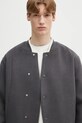 Vlnená bunda bomber Axel Arigato Typo Varsity Jacket sivá A3074003
