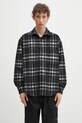 Риза с вълна MKI MIYUKI ZOKU Check Flannel Shirt свободна черен CHECK.FLANNEL.SHIRT.BLA