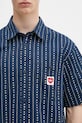 Carhartt WIP cotton shirt S/S Drewe Shirt navy I034537.2RUXX