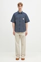 Carhartt WIP cotton shirt S/S Drewe Shirt I034537.2RUXX navy