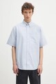Carhartt WIP koszula bawełniana S/S Braxton Shirt gładkie niebieski I031454.1ONXX