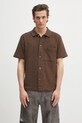Norse Projects cămașă din bumbac Gustav Crochet Jersey Shirt scurt maro N01.0683.2033
