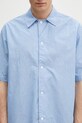 Bavlnená košeľa Norse Projects Mads Poplin Stripe SS modrá N40.0831.7000