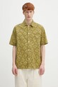 Norse Projects cămașă din bumbac Mads Batik SS Shirt scurt verde N40.0833.8037
