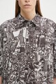 Marcelo Burlon koszula bawełniana Aop Mech Bowling Shirt Dark Grey Medium szary CMGG002S25FAB0010706