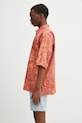 Marcelo Burlon cotton shirt Aop Mech Bowling Shirt Orange Burgundy CMGG002S25FAB0012028 orange SS25