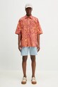 Бавовняна сорочка Marcelo Burlon Aop Mech Bowling Shirt Orange Burgundy CMGG002S25FAB0012028 помаранчевий