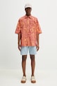 Бавовняна сорочка Marcelo Burlon Aop Mech Bowling Shirt Orange Burgundy CMGG002S25FAB0012028 помаранчевий