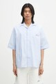 Хлопковая рубашка Fiorucci Striped Logo Bowling короткий голубой M02SPTSS295CO01BL02