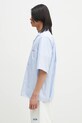 Хлопковая рубашка Fiorucci Striped Logo Bowling M02SPTSS295CO01BL02 голубой SS25
