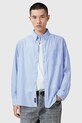 AllSaints camasa din bumbac MARCEL lung albastru M042SC