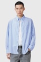 AllSaints camasa din bumbac MARCEL lung albastru M042SC