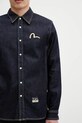 Evisu koszula jeansowa Hakutaku Daicock Printed Denim LS granatowy 2ESHTM5DL1146