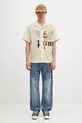Хлопковая рубашка Palm Angels Crystal Pin Up Bowling PMGG008S25FAB0010310 бежевый
