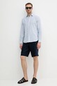 Sisley koszula lniana 51FCSQ03G niebieski SS25